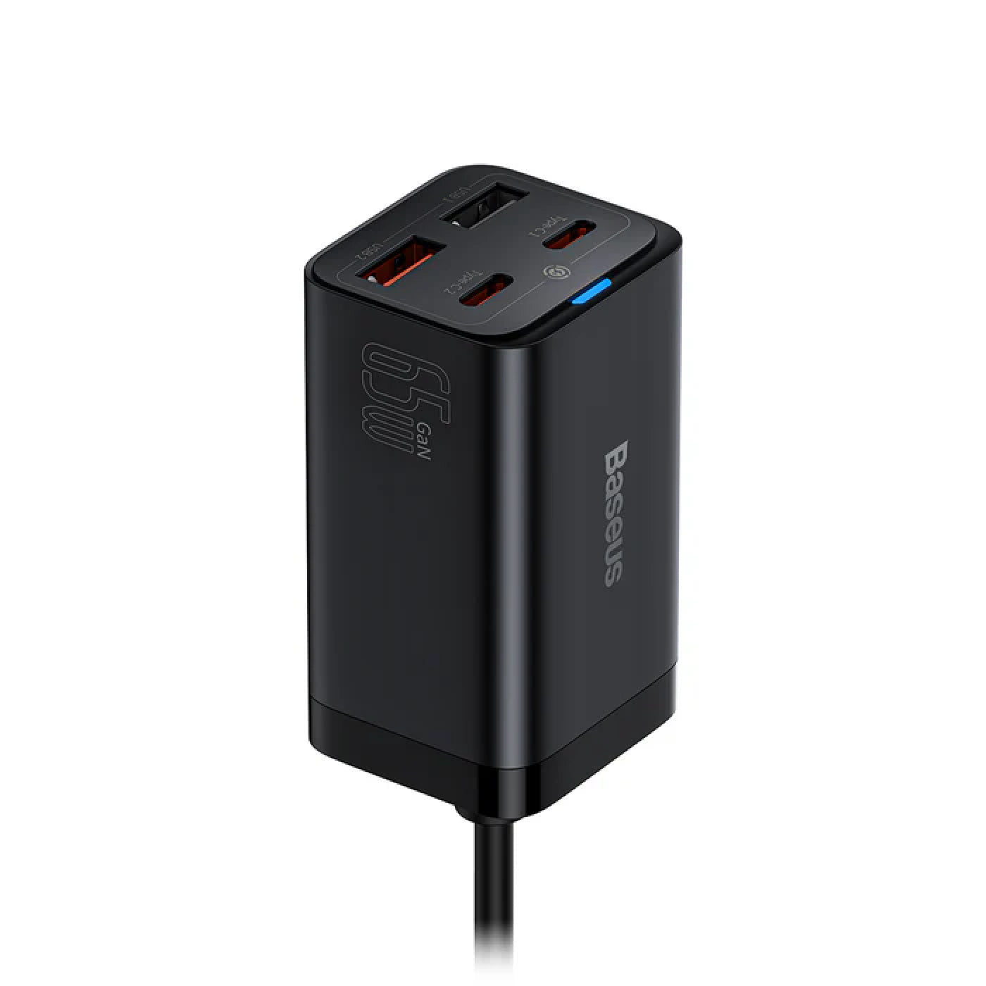 Baseus GaN3 Pro 65W Snellader, [2USB-C + 2USB], Laptop/MacBook/smartphone, 100W USB-C Kabel 5A 1M, Zwart