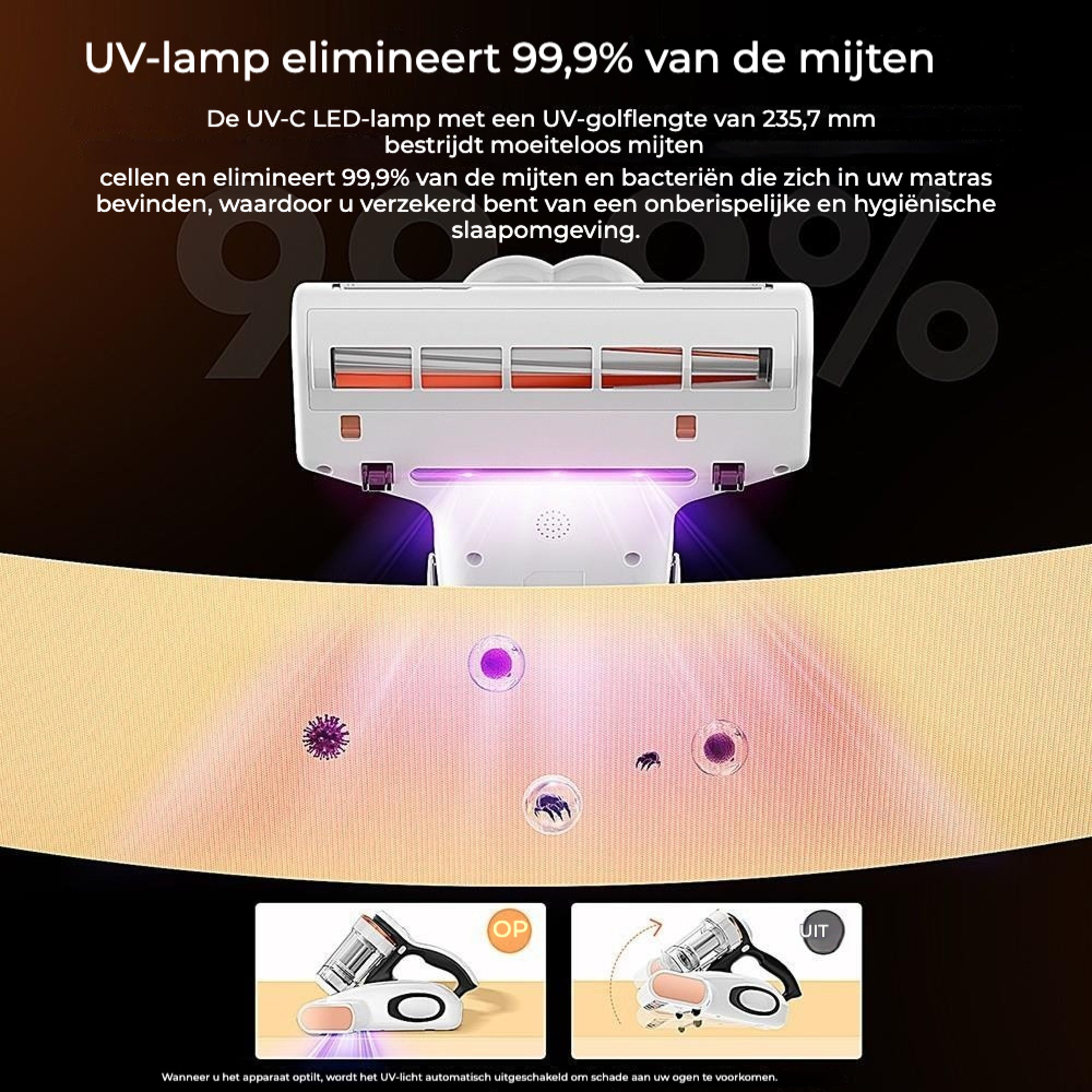 JIGOO J300 Anti - Mijt Stofzuiger | 500W, 99.9% Verwijdering, UV & Ultrasoon - 7CHOCO - 6976164030013