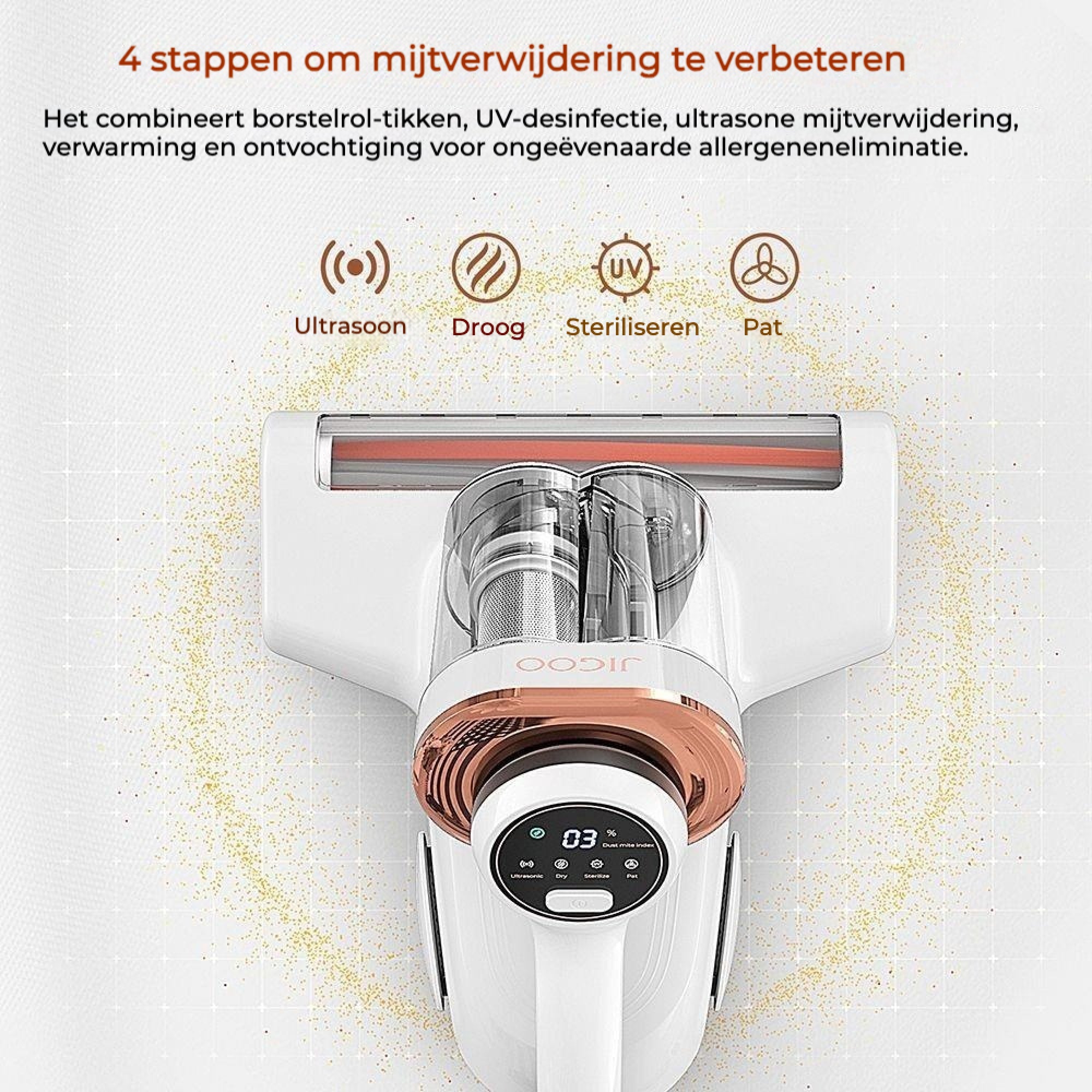 JIGOO J300 Anti - Mijt Stofzuiger | 500W, 99.9% Verwijdering, UV & Ultrasoon - 7CHOCO - 6976164030013