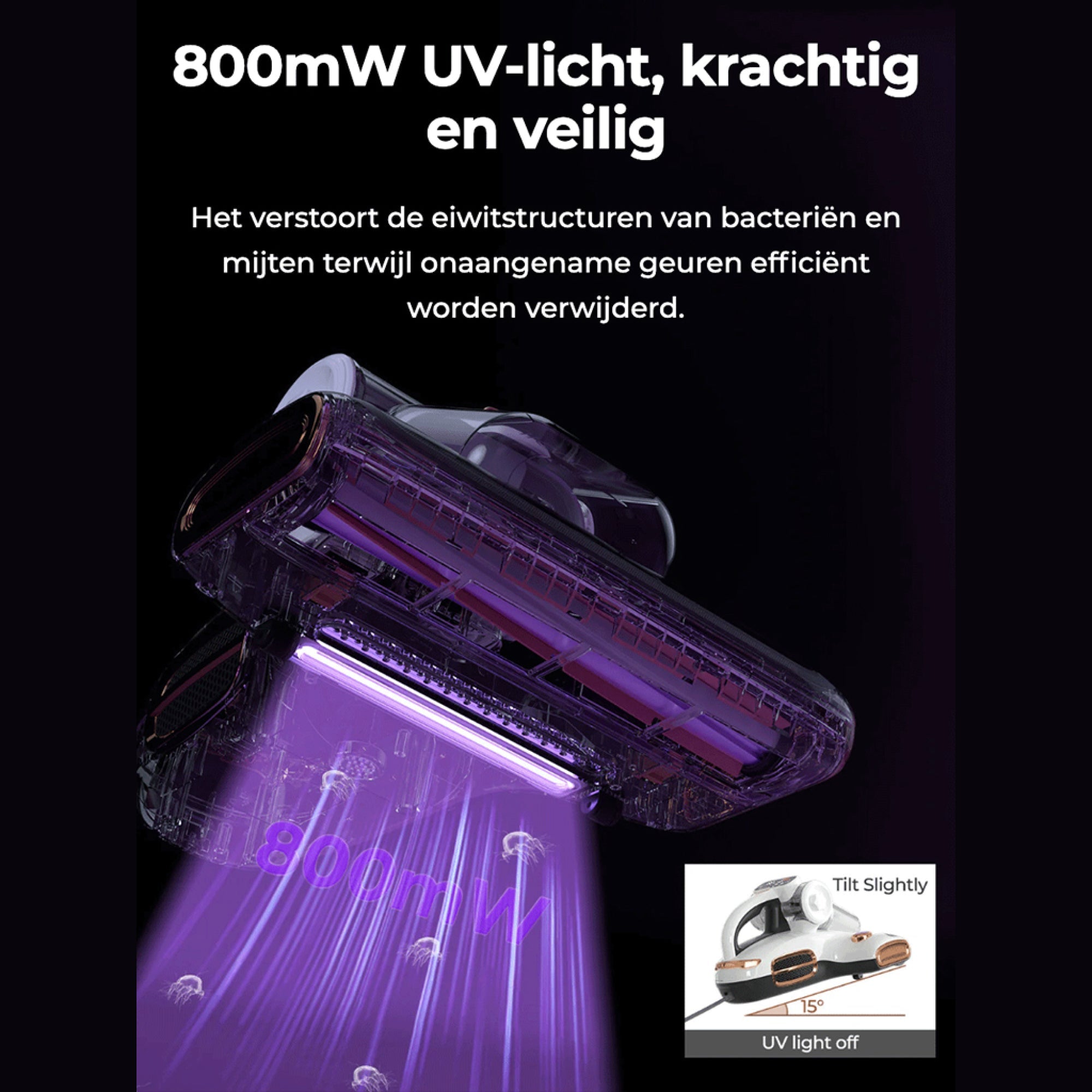 JIGOO T600 Anti - mijt stofzuiger | 700W, 99.99% Mijtverwijdering, dual - cup, UV& Laag Geluidsniveau - 7CHOCO - 